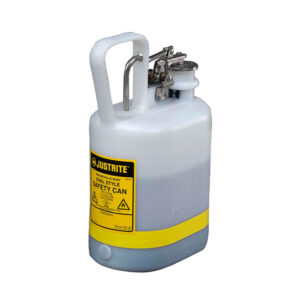 Bidones para ácidos y corrosivos Justrite 12162 ovalados plásticos Tipo I con accesorios de acero inoxidable - Color blanco - 4 lts.
