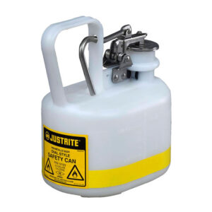 Bidones para ácidos y corrosivos Justrite 12163 ovalados plásticos Tipo I con accesorios de acero inoxidable - Color blanco - 2 lts.
