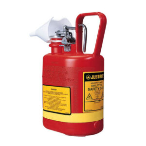Bidones plásticos para ácidos y corrosivos justrite 14160 ovalados Tipo I con accesorios de acero inoxidable - Color rojo - 4 lts.