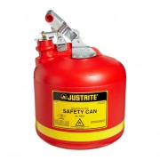 Bidones plásticos para ácidos y corrosivos Justrite 14251 ovalados Tipo I con accesorios de acero galvanizado - Color rojo - 9 lts.