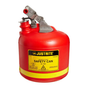 Bidones plásticos para ácidos y corrosivos Justrite 14261 ovalados Tipo I con accesorios de acero inoxidable - Color rojo - 9 lts.