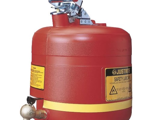Bidones para ácidos y corrosivos Justrite 14545 ovalados plásticos con grifo - 19 lts.