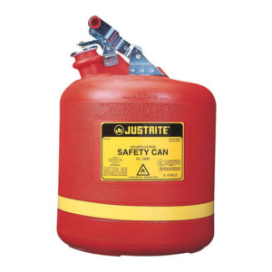 Bidones plásticos para ácidos y corrosivos Justrite 14561 ovalados Tipo I con accesorios de acero inoxidable – Color rojo – 19 lts.