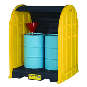 Cobertizos antiderrames para almacenar 2 tambores Justrite 28675 EcoPolyBlend™ DrumSheds™