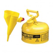 Bidones para inflamables Justrite 7110210 metalicos Tipo I - Con embudo - Cap. 4 lts - Color amarillo para Gas oil
