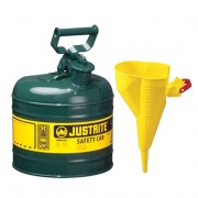Bidones para inflamables Justrite 7120410 metálicos Tipo I - Con embudo - Cap. 7,5 lts - Color verde para Aceite
