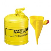 Bidones para inflamables Justrite metálicos Tipo I - Con embudo - Color amarillo para Gas oil