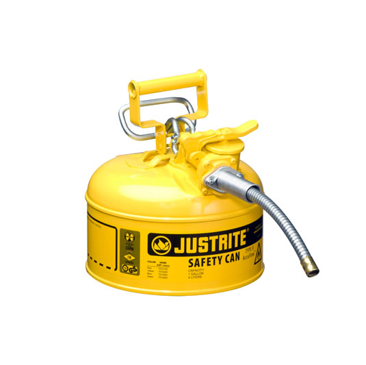 Bidones para inflamables Justrite 7210220 (ex 10326/10368Y) metálicos de dos bocas Tipo II Accuflow™ - 4 lts - Color amarillo para Gas oil