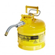 Bidones de seguridad para desechos líquidos - Bidones para inflamables Justrite 7220220 (ex 10468Y/10568Y/10526) metálicos de dos bocas Tipo II Accuflow™ - 7,5 lts - Color amarillo para Gas oil