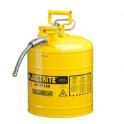 Bidones para inflamables Justrite 7250220 (Ex 10868Y/10829) de dos bocas y manguera Tipo II AccuFlow™ - 19 lts - Color amarillo para Gas Oil