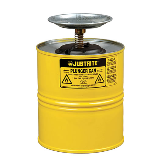 Humectadores de seguridad con pistón Justrite 10318 - 4 litro - Color amarillo