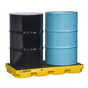 Plataformas para control de derrames Justrite EcoPolyBlend™ - Centros de acumulación Justrite 28654 (Ex 28922) EcoPolyBlend™ para 2 tambores - Color amarillo