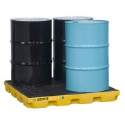 Centros de acumulación Justrite 28656 (Ex 28923) EcoPolyBlend™ para 4 tambores - Color amarillo