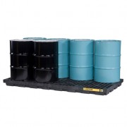 Centros de acumulación Justrite 28661 (Ex AK28905) EcoPolyBlend™ para 8 tambores - Color negro