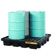 Pallets antiderrame para cobertizo Justrite 28673 EcoPolyBlend™ DrumSheds™ para almacenar 4 tambores